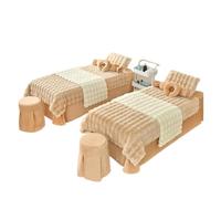 Set CopriLettino per Estetista Copriletto morbido for massaggi, spa, salone di bellezza, set da 4 pezzi(Bubble Brown,185x70cm)