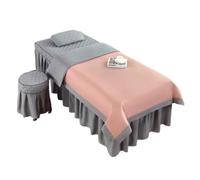 Set CopriLettino per Estetista Set di biancheria da letto for salone bellezza, 4 pezzi, copriletto, federa, sgabello, piumone, club for massaggi(Beige grey,190x70)