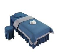 Set CopriLettino per Estetista Set di biancheria da letto for salone bellezza, 4 pezzi, copriletto, federa, sgabello, piumone, club for massaggi(Dark blue,180x60)