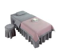 Set CopriLettino per Estetista Set di biancheria da letto for salone bellezza, 4 pezzi, copriletto, federa, sgabello, piumone, club for massaggi(Pink grey,190x80)