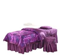 Set CopriLettino per Estetista Set di biancheria da letto for salone bellezza, 4 pezzi, copriletto, for massaggio spa, federa for cuscino(Dark purple,185x70)