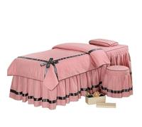 Set CopriLettino per Estetista Set di biancheria da letto for salone bellezza con farfalle, 4 pezzi, for massaggi, spa, copriletto completo(Red,185x70)