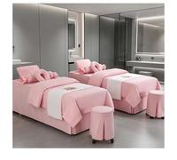 Set copriletto da massaggio in lino di cotone a 4 pezzi di lusso, copriletto morbido e spesso per salone di bellezza, biancheria da letto fumigante con fede rosa Square bedside 190*80cm (74.8*31.5in)