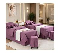 Set copriletto da massaggio in lino di cotone a 4 pezzi di lusso, copriletto morbido e spesso per salone di bellezza, biancheria da letto fumigante con fede Viola Square bedside 180*60cm(70.8*23.6in)