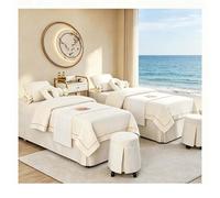 Set copriletto da massaggio in lino di cotone a 4 pezzi di lusso, copriletto morbido e spesso per salone di bellezza, biancheria da letto fumigante con fe bianco Square bedside 190*80cm (74.8*31.5in)