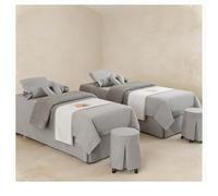 Set copriletto da massaggio in lino di cotone a 4 pezzi di lusso, copriletto morbido e spesso per salone di bellezza, biancheria da letto fumigante con f grigio. Square bedside 190*75cm (74.8*29.5in)