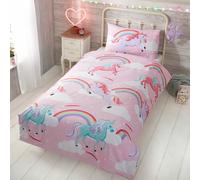 Set Copriletto Invernale Reversibile Unicorno Junior Rosa Arcobaleno