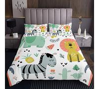 Set copriletto per bambini carino Zebra leone elefante copriletto per ragazzi ragazze adolescenti BedCartoon Wild Animal Trapuntato kawaii floreale cactus trapuntato con 1 federa170X230cm