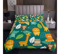 Set copriletto per bambini con leonetigregiraffaper camera da letto con animali selvaticicopriletto trapuntato kawaii coccodrillo Widlife trapuntato per letto con 1 federa170X230cm