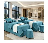 Set copriletto per salone di bellezza 4 pezzi Set biancheria da letto per salone di bellezza Massaggio Spa Lenzuola spesse Copriletto Federa Set copripi Lake Blue Square bedside 185*80cm(72.8*31.5in）