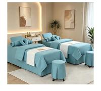 Set copriletto per salone di bellezza 4 pezzi Set copriletto per salone di bellezza Set copriletto per massaggi spa Lenzuola Copriletto Copripiumino Fede Sky Blue Square bedside 180*60cm(70.8*23.6in)