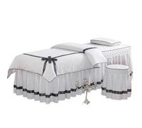 Set copriletto per saloni di bellezza Set di biancheria da letto for salone bellezza con farfalle, 4 pezzi, for massaggi, spa, copriletto completo(WHITE,180x60)