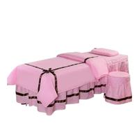 Set copriletto per saloni di bellezza Set di biancheria da letto for salone bellezza con farfalle, 4 pezzi, for massaggi, spa, copriletto completo(Pink,180x60)