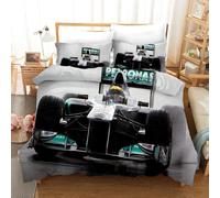 Set copriletto trapuntato auto da corsa 3D F1 nero set lenzuola federe 64