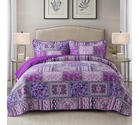 Set copriletto trapuntato in cotone NEWLAKE - Set copriletto patchwork reversibile