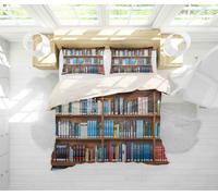 Set copriletto trapuntato libro vintage libreria 3D set biancheria da letto f...