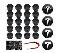 Set Coprimozzo e Copridadi Ruota Magic Select, compatibile con TESLA Model 3 Car. Kit Coprimozzo e Tappi Dadi Ruota Cerchione. (4 coprimozzi + 20 pezzi di cappuccio dado ruota)