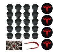 Set Coprimozzo e Copridadi Ruota Magic Select, compatibile con TESLA Model 3 Car. Kit Coprimozzo e Tappi Dadi Ruota Cerchione. (4 coprimozzi + 20 pezzi di cappuccio dado ruota)