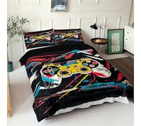 Set Copripiumini E Federe Per Adolescenti, Arredamento Camera Da Letto Gaming Gamer 3d, Set Di Biancheria Da Letto Per Ragazzi. Singolo/matrimoniale Copripiumino Federa Letto (Bianco,160x200cm)