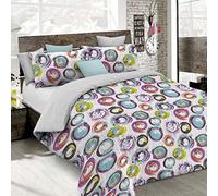 Set Copripiumino Fantasy, Lavorato in Italia - Parure Copri Piumino - Sacco Piumone 250x200 cm con Patella e Federe Cuscino, Matrimoniale, Cerchi Astratti