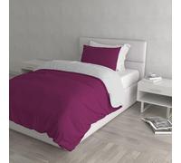 Italian Bed Linen Natural Color Parure Copri Piumino, 100% Cotone, Fuxia/Grigio, Singolo, 2 unità