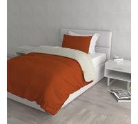 Italian Bed Linen Natural Color Parure Copri Piumino, 100% Cotone, terra/panna, SINGOLO, 2 Unità