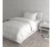 Italian Bed Linen Parure Copri Piumino Natural Color, Bianco/Bianco, Singolo