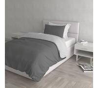 Italian Bed Linen Natural Color Parure Copri Piumino, 100% Cotone, Grigio Chiaro/Fumo, Singolo, 2 unità