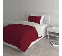 Italian Bed Linen Parure Copri Piumino Natural Color, Bordeaux/Panna, Singolo