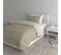 Italian Bed Linen Natural Color Parure Copri Piumino, 100% Cotone, Tortora/Panna, Piazza e Mezza, 2 unità