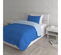 Italian Bed Linen Natural Color Parure Copri Piumino, 100% Cotone, Royal/Azzurro, Piazza e Mezza, 2 unità