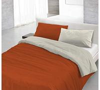 Italian Bed Linen Natural Color Parure Copri Piumino, 100% Cotone, Terra/Panna, Piazza E Mezza, 2 unità
