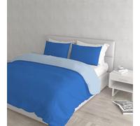 Italian Bed Linen Natural Color Parure Copri Piumino, 100% Cotone, Royal/Azzurro, Matrimoniale, 3 unità