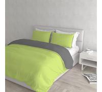 Italian Bed Linen Natural Color Parure Copripiumino con Sacco E Federe, 100% Cotone, Verde Acido/Fumo, Matrimoniale, 3 unità