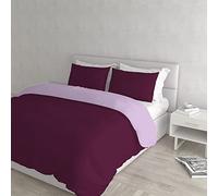 Italian Bed Linen Natural Color Parure Copri Piumino, Cotone, Lilla/Prugna, Matrimoniale