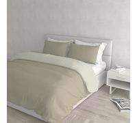 Italian Bed Linen Natural Color Parure Copripiumino con Sacco e Federe, 100% Cotone, Tortora/Panna, Matrimoniale, 3 unità