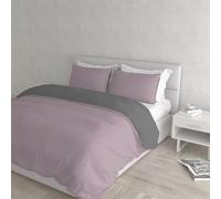 Set Copripiumino 100% Cotone Natural Color, Made in Italy - Parure Copri Piumino - Sacco Piumone 250x200 cm con Doppia Patella e Federe Cuscino, Matrimoniale, Rosa Antico/Grigio Scuro