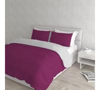Set Copripiumino 100% Cotone Natural Color, Made in Italy - Parure Copri Piumino - Sacco Piumone 250x200 cm con Doppia Patella e Federe Cuscino, Matrimoniale, Fucsia/Grigio Chiaro