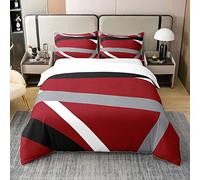 Set copripiumino 100% cotone rosso e grigio nero king size per bambini moderno astratto geometrico set di biancheria da letto donna uomo motivo a righe Decor Comforter Cover Set morbido cotone