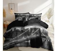 Set Copripiumino 135 x 200 cm Con Cerniera, Reversibile e Facile da Curare Fotografia Realistica Città Architettura Ponte Tema Copripiumino - Copripiumini in microfibra perfetti come regalo Nero