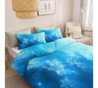 Set copripiumino 135 x 200 cm in biancheria da letto con stampa a motivo Inverno Fiocchi Di Neve Scintillanti, completo copripiumino reversibile Stile Sogno ideale per ragazzi ragazze e bambini