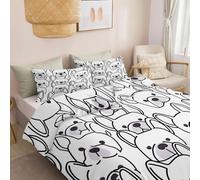 Set Copripiumino 150 x 220 cm Illustrazione Fumetto (Federe 50x80 cm Incluse), Parure Copripiumino Animale Bulldog Lineare Morbida con Stampa Digitale - per Bambini adolescenti e adulti