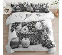 Set Copripiumino 180 x 220 cm Morbida Microfibra con Federe, Semplice Cesto Di Frutta Set Copripiumino 3 pezzi con Chiusura a Cerniera per Bambini Adolescenti Adulti, Grigio