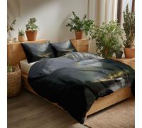Set Copripiumino 200 x 200 cm Set Copripiumino in Microfibra, Morbido ed Ipoallergenico Natura Foresta Arcobaleno 3 Pezzi, Copripiumone con Cerniera e 2 Federe, Grigio