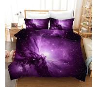 Set Copripiumino 200X200 con Stampa 3D Galassia per Ragazze - Copripiumino 200X200 da Donna con Cielo Stellato Viola - Set di Biancheria da Letto Viola con Universo da Sogno in Morbida Microfibra Tra