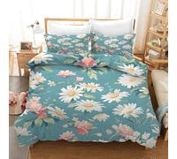 Set Copripiumino 200X200 Floreale 2/3 Pezzi,Copripiumino 200X200 Reversibile con Fiori Rosa e Bianchi Acquerello e Foglie Verdi per Donne e Ragazze,Set di Biancheria da Letto in Morbida Microfibra Tr