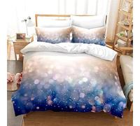 Set Copripiumino 200X200 Natalizio per Ragazze e Donne,Copripiumino con Luci Bokeh Scintillanti e Piccole Stelle,Set di Biancheria da Letto invernale in Morbida Microfibra con Cerniera,Matrimoniale