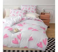 Set Copripiumino 240X220 con Cuori Rosa per Ragazze,Donne e Coppie,Lussuoso Copripiumino 240X220 con Cuori Moderni,Set di Biancheria da Letto in Microfibra Morbida e Confortevole,Decorativo per la Ca