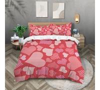Set Copripiumino 240X220 con Stampa a Cuori Rosa 2/3 Pezzi,Set di Biancheria da Letto con Stampa Geometrica a Pois,Morbido e Confortevole,Copripiumino 240X220 in Microfibra a Quadri con Chiusura a Ce