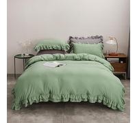 Set Copripiumino 260 X 220 con Volant Verde a raddoppiare Strati,2/3 Pezzi per Adulti,Set di Biancheria da Letto Shabby Chic Farmhouse,Copripiumino 260 X 220 in Morbida Microfibra con Federe